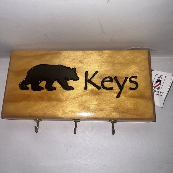 Key Hook Bear 3 Metal Hook Handmade-Entryway - Picture 3 of 8